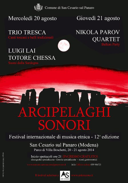 A San Cesario sul Panaro, Arcipelaghi sonori 2014 con Trio Tresca, Luigi Lai, Totore Chessa e Nikola Parov