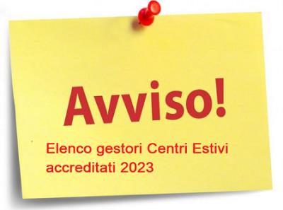 Elenco gestori Centri Estivi accreditati 2023